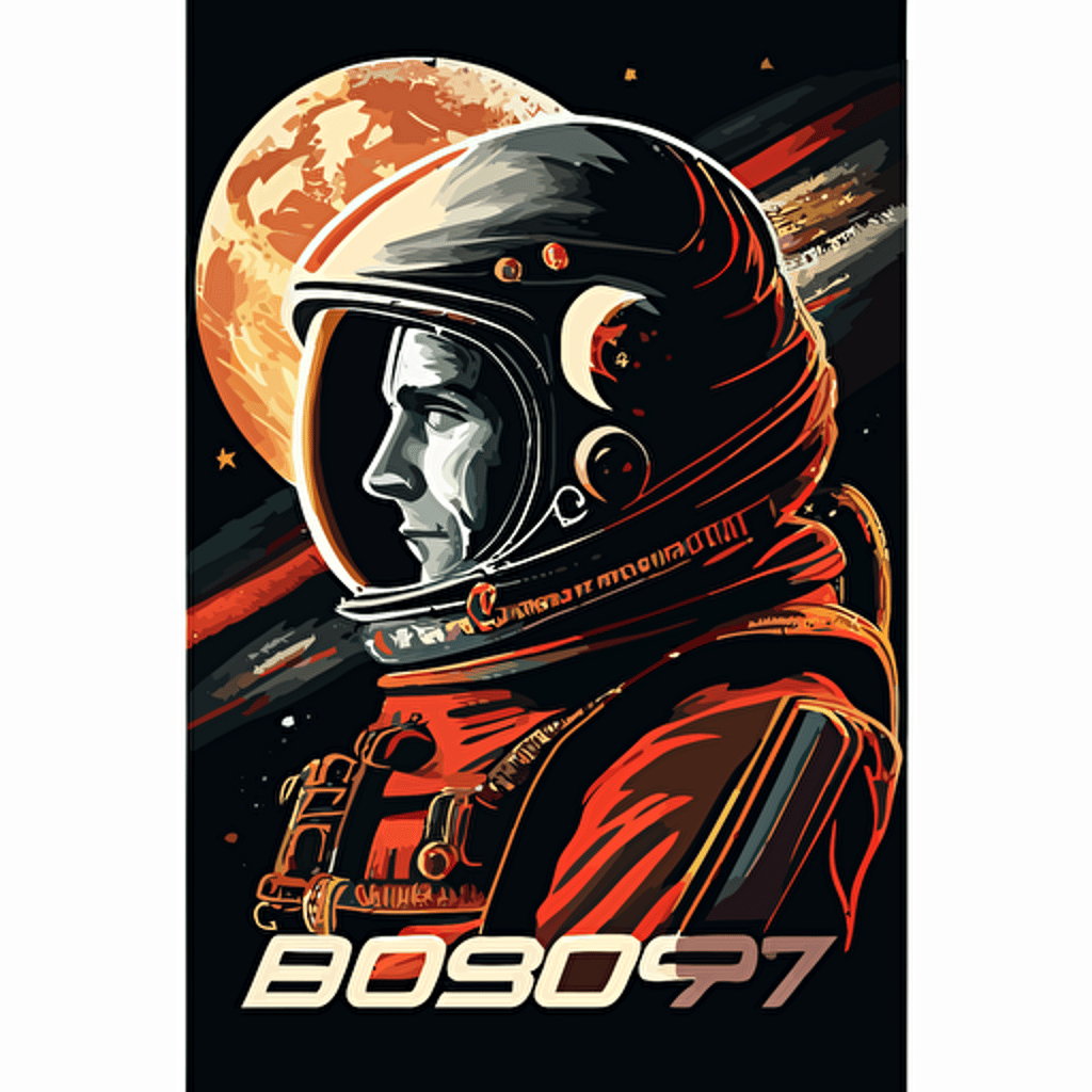 russian cosmonaut propoganda poster ussr vector image on black background
