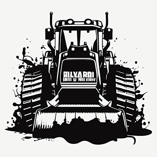 Bulldozer black and white logo. Vector art.
