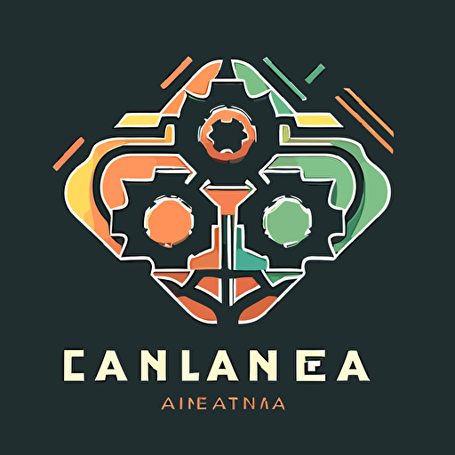 game engine logo with the title "Cadena AI" 2d flat vector, simplistic with a few colors
