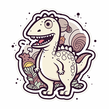 Dinosaur , Sticker, Happy, Matte, outsider art style, Contour, Vector, White Background, Detailed