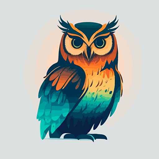 simple bi-color vector logo of an owl, simple, 2-D, flat