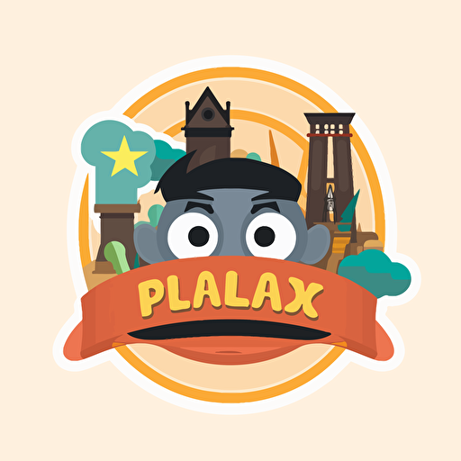 sticker design, super cute pixar six flags logo, vector