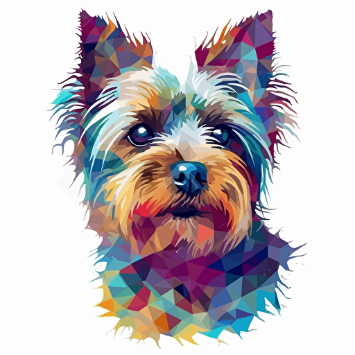 colorful tiled yorkshire terrier dog, vector art, white background
