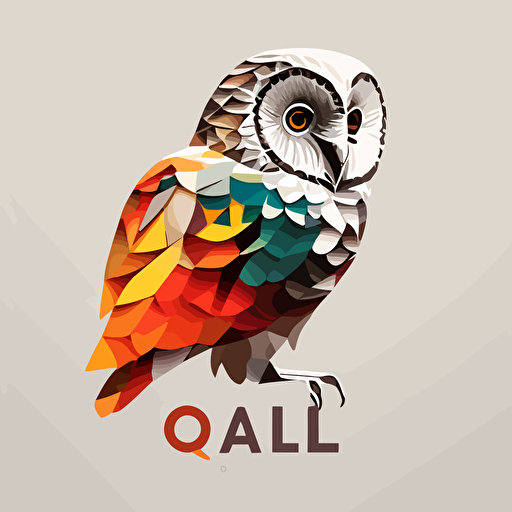 a minimal vector logotype of an owl, low details, 3 colors, art by Paula Scher