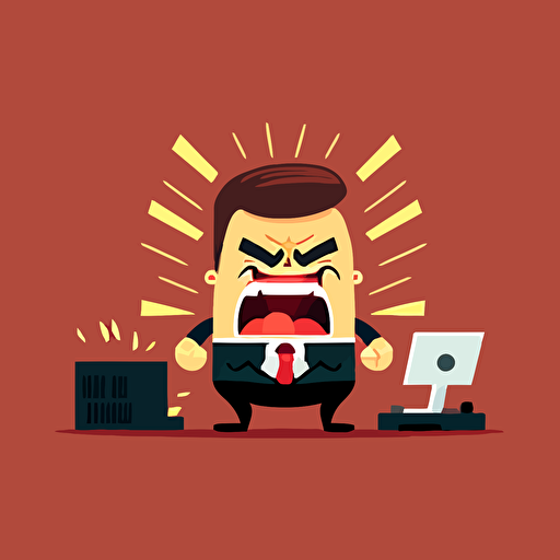 frustrated boss simple and modern vector 2d