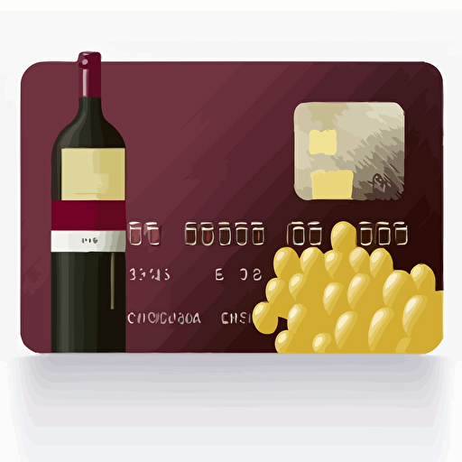 credit card, rectangle, wine bottle pattern on top, vector, dark color card, white background, vector, plain card no number on top, high resolution