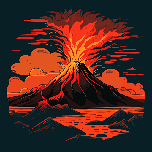 vector image of a volcano with retro colors