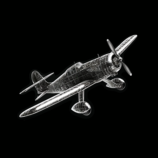 white vector airplane, deep black background.