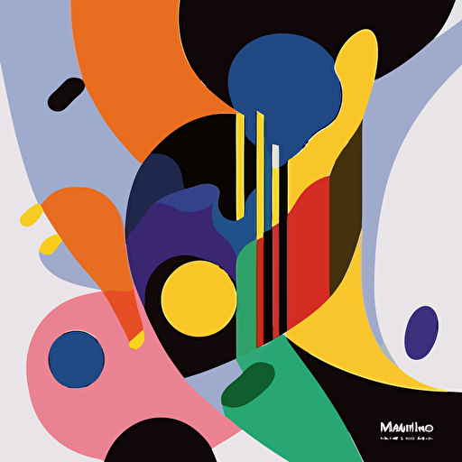 imagining abstract music by milton glaser, flat vector art, flat colors