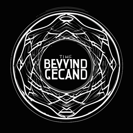 modern, simple, round, vector iconic logo of YouTube channel called "Beyond the Chain", white vector, on black background