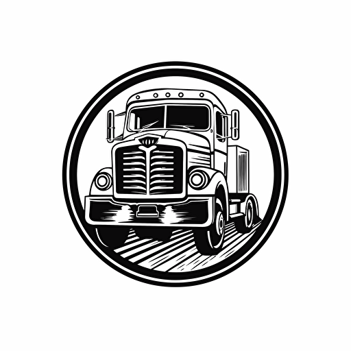 Very simple trucking company logo, black and white vector