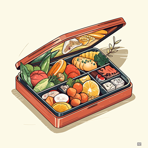 bento box, vector art, white background