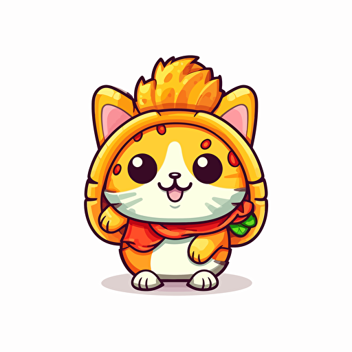 a taco cat mascot on a white backround, vector