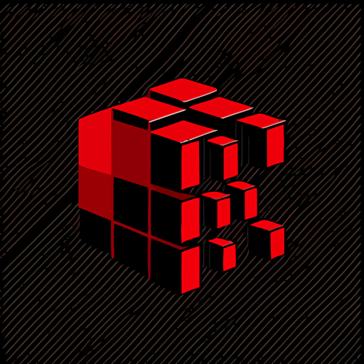 logo, minimalist, vectorized, red and black colors, print layer , delicacy, elegant, magic, cubes in a row