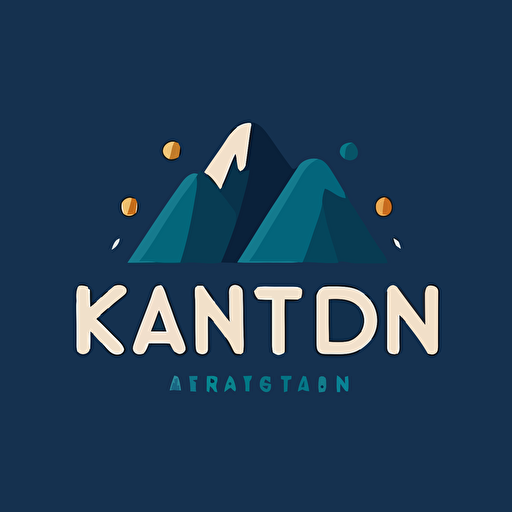 kindergarten flat vector brand logo, minimalist, simple vector, childish font, sans serif font, dark blue, teal, mountain, by Sam Larson