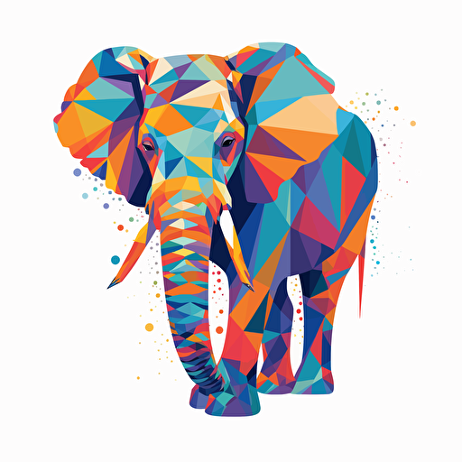 a colourful abstract elephant flat vector