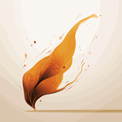 a falling autumn leaf, sleek minimalist design, orange and brown, fluid vector art