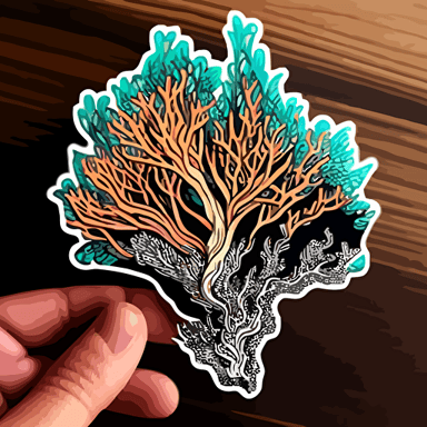 coral linework, trippy, design, micron pen, vector sticker,