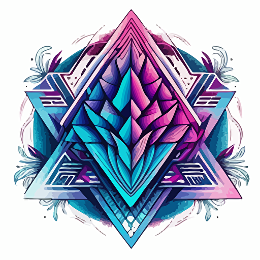 vector logo with fractal geometric blue and purple and pink and trippy