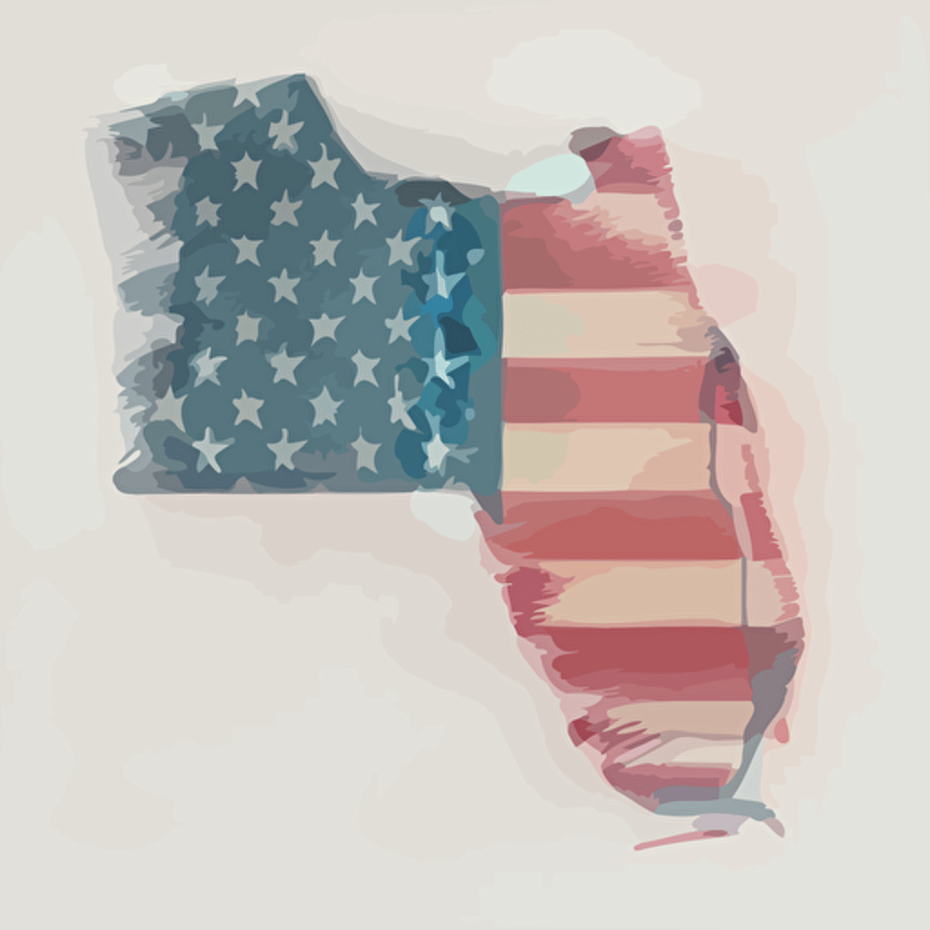 american flag that looks like map of florida, flat vector image