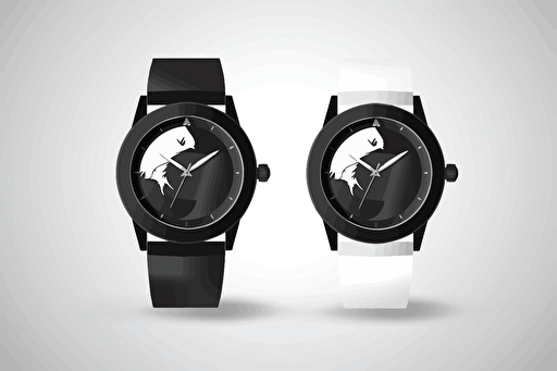 flat vector watch logo, black and white silhouette