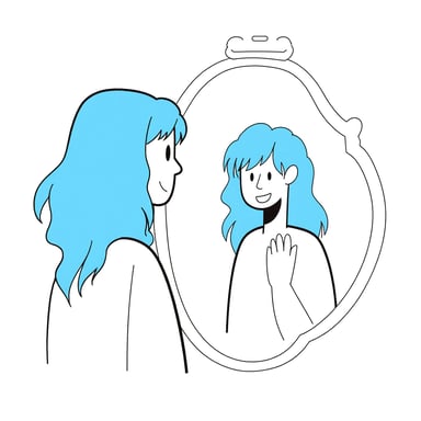 a woman looking in the mirror