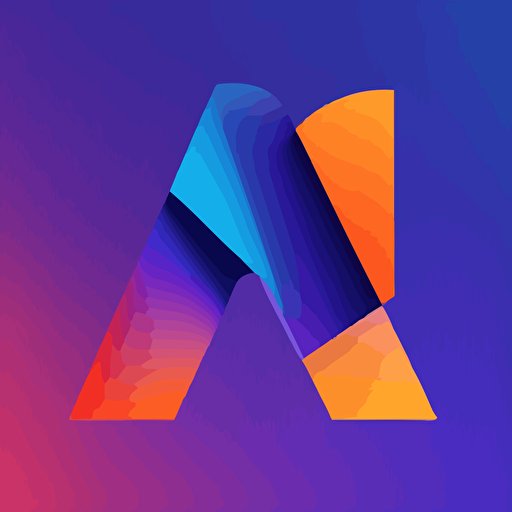 flat vector logo of AI， blue purple orange gradient， simple minimal， by Ivan Chermayeff