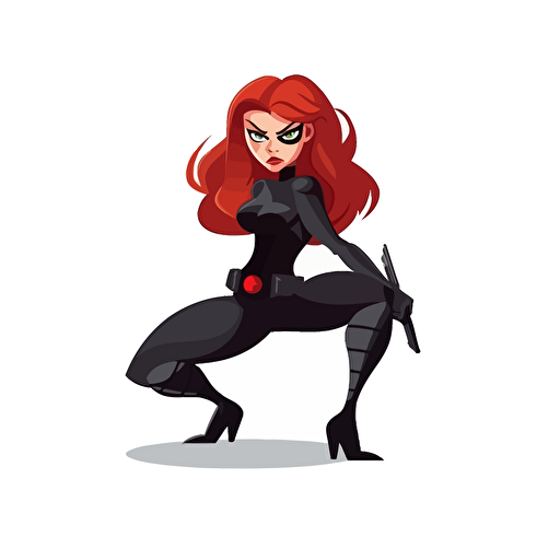 black widow, detailed, cartoon style, 2d clipart vector, creative and imaginative, hd, white background