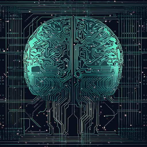 vector art illustration of an AI brain in the matrix