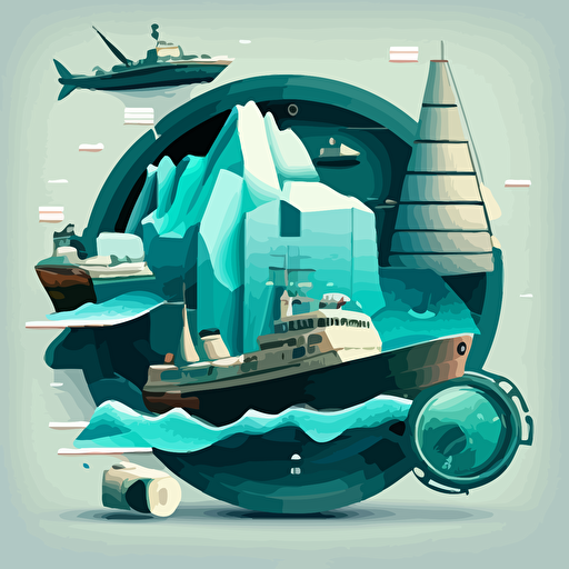 radar detecting icebergs and boats vector image
