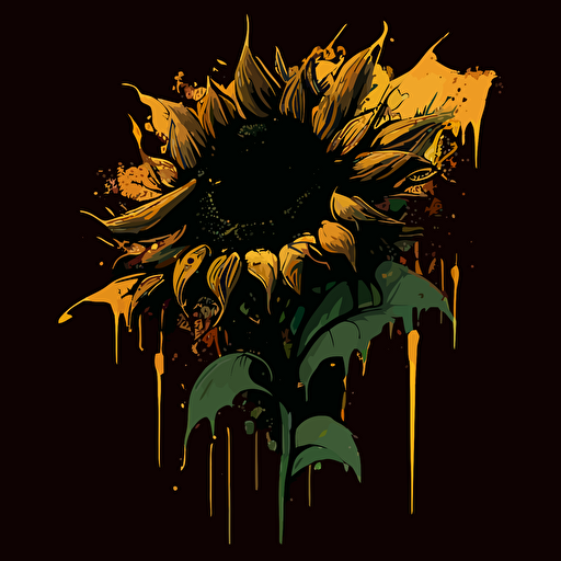 dark emo vector art of witled sunflower