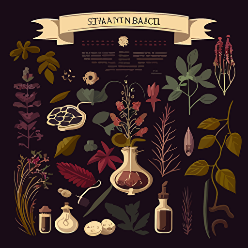 vector elements for herbal medicine, flat