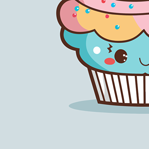 cute cupcake kawaii style, vector clipart
