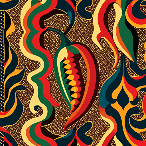 : Vector, African Pattern, with chilli patterns up and down