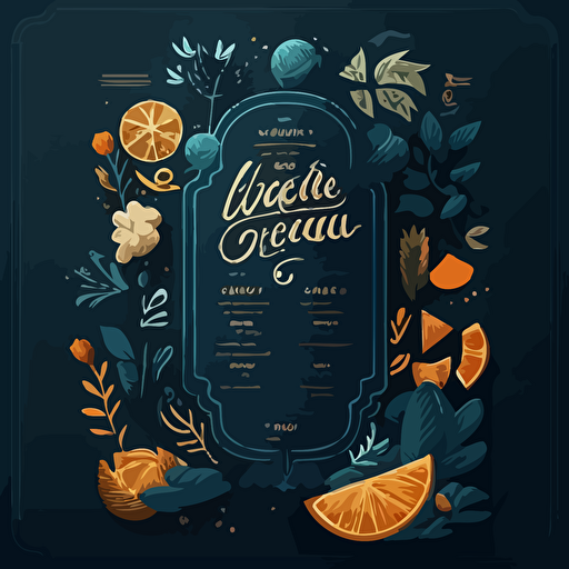 Restaurant, Latin Food menu designs, [dark blue, light blue, oraange, gold, and brown, color scheme here]::3 modern, clean, design, vector, items, food, RTX