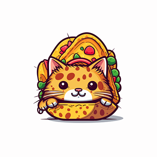 a taco cat mascot on a white backround, vector