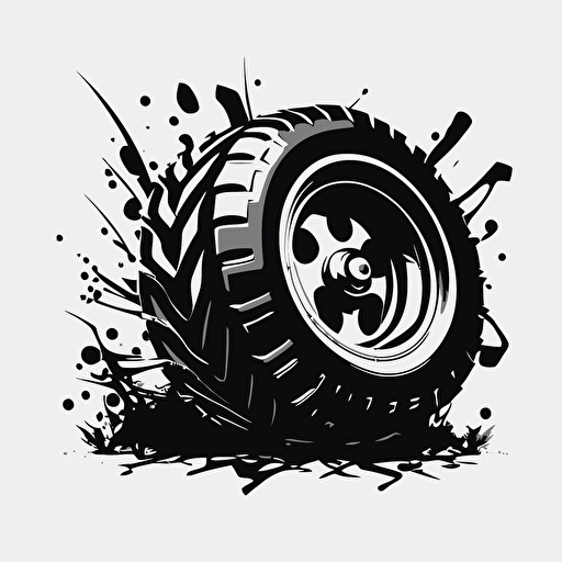 simple off road tire and wheel that can be used in a logo, vector style,
