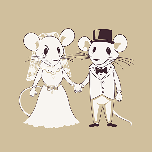 vector art of two mice dressed as a bride and groom