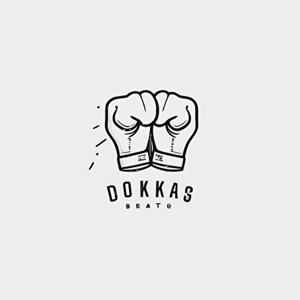 a logo with kickboxing gloves, 1mm thick line drawing logo, minimalist line logo, creative logo, 2d logo, flat logo, vector logo, vector logo, modern logo, white logo