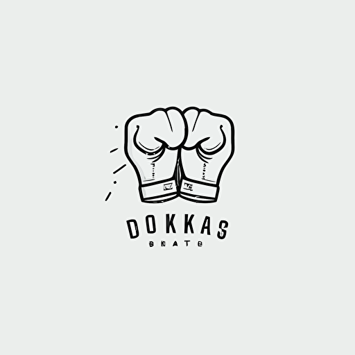 a logo with kickboxing gloves, 1mm thick line drawing logo, minimalist line logo, creative logo, 2d logo, flat logo, vector logo, vector logo, modern logo, white logo