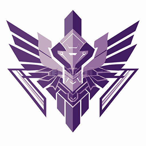 Military Cyber Corps insignia, flat vector, white background, no lettering, orderly arrangements, precisionist style, purple tones