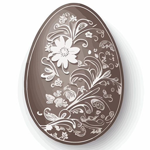sticker vector design, decorated chocolate easter egg shape, white outline, highly detailed