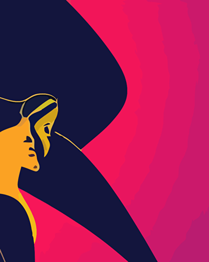 a beautiful black female angel flying in the sky with large wings, hands up in the air, simple colors, vector styled, gouche, left profile, side view