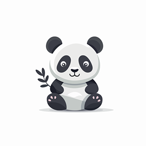 Simplified flat art vector image of a cute panda on white background