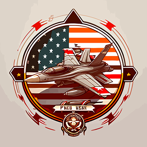 chess board, f18 super hornet jet in circle, badge, american flag, stars, stripes, jet plane, vector art, illustration, 2d, detailed