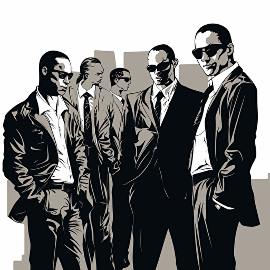a meeting with modern gangstas in suit, vector art