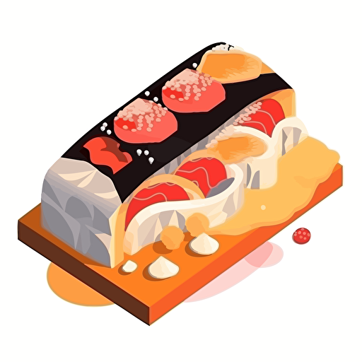 a uni sushi nigiri isometric vector illustration