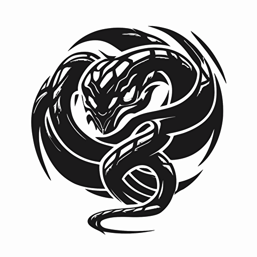 simple mascot iconic logo of snake spinning on itself black vector, on white background