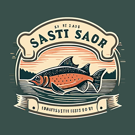 flat simple vector logo for a salmon shop testp creative v5