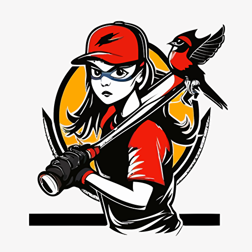a mascot logo for a girls softball team, simple, vector